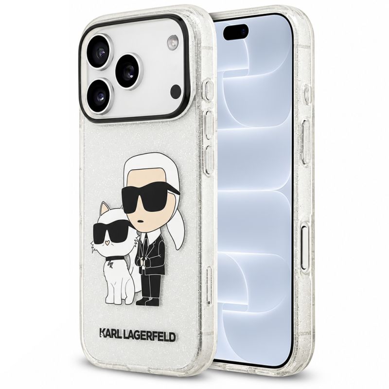 Husa pentru iPhone 18 Pro / iPhone 17 Pro - Karl Lagerfeld IML NFT Glitter K&C (KLHCP18LHNKCTGT) - Transparent
