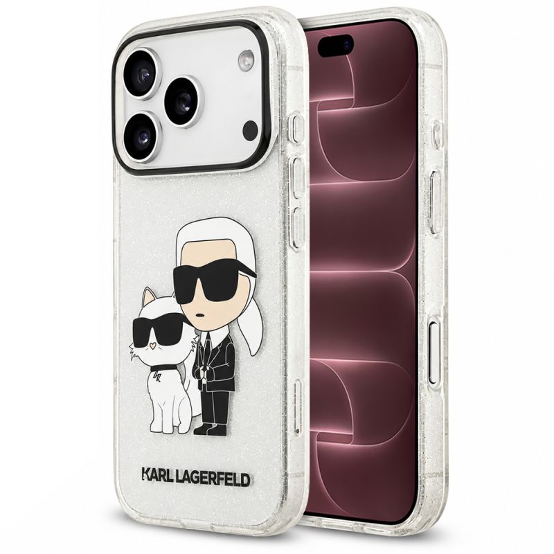 Husa pentru iPhone 18 Pro Max / iPhone 17 Pro Max - Karl Lagerfeld IML NFT Glitter K&C (KLHCP18XHNKCTGT) - Transparent