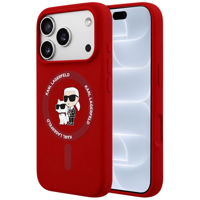 Husa pentru iPhone 18 Pro / iPhone 17 Pro - Karl Lagerfeld Silicone KC Body Ring MagSafe (KLHMP18LSCMKCRHR) - Red