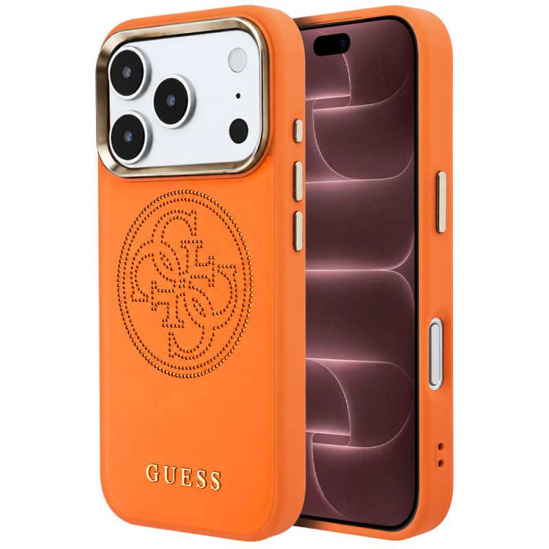 Husa pentru iPhone 18 Pro Max / iPhone 17 Pro Max - Guess Leather Perforated 4G MagSafe (GUHMP18X5PG4SRGO) - Orange