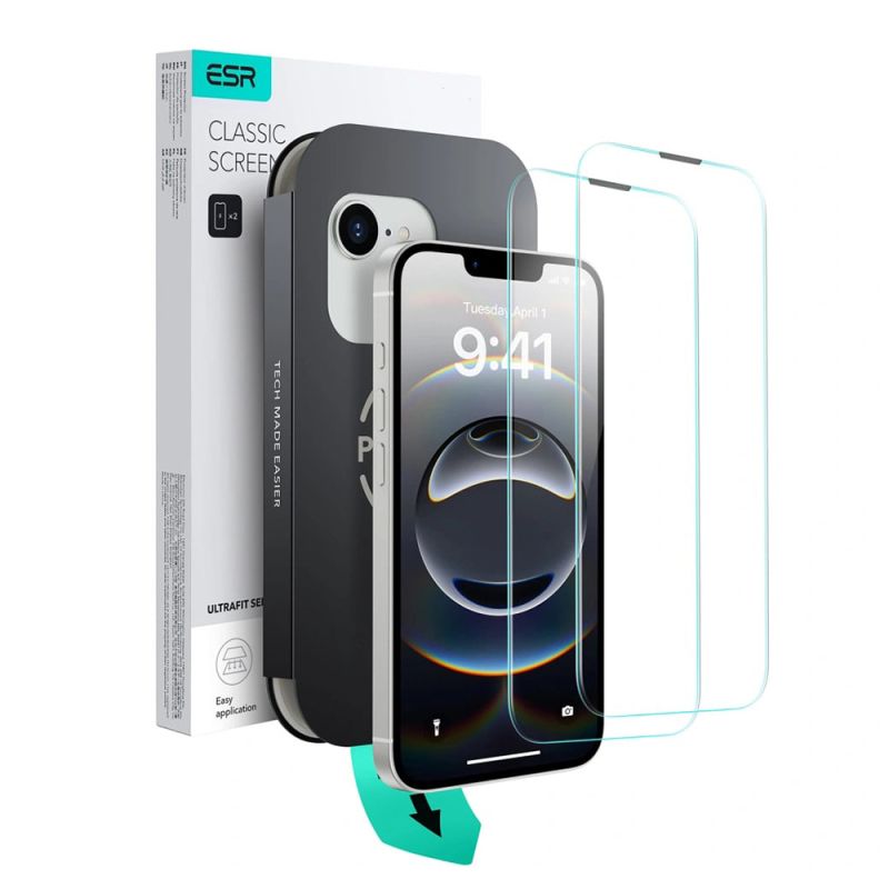 Folie pentru iPhone 16e / iPhone 17e (set 2) - ESR Tempered Glass UltraFit Tray - Clear