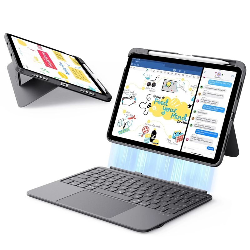 Husa pentru iPad 10 (2022) 10.9 / 11 (2025) - ESR Flex Keyboard Case - Dark Gray
