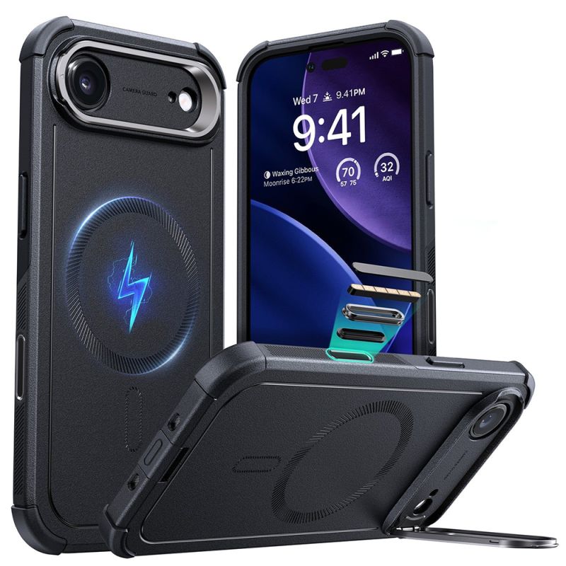Husa pentru iPhone 17 Air - ESR Cyber Armor Kickstand - Black