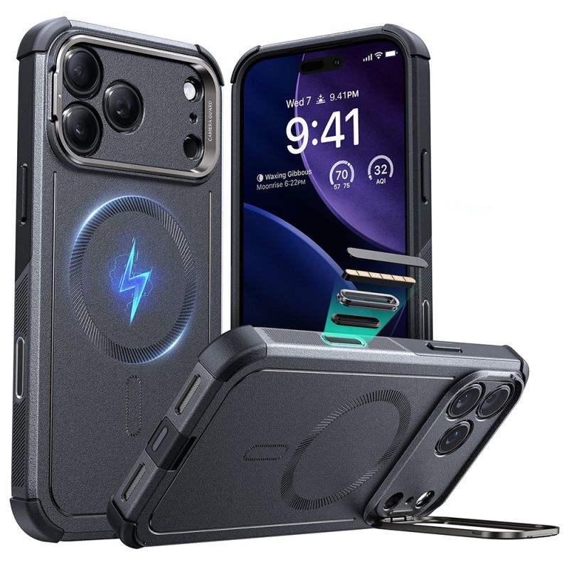 Husa pentru iPhone 17 Pro Max - ESR Cyber Armor Kickstand - Grey