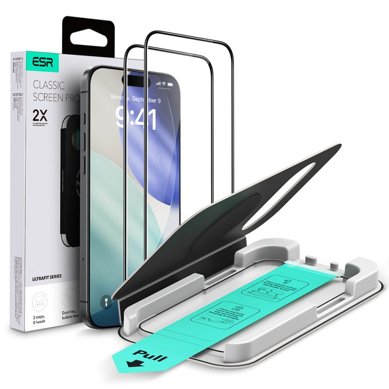 Folie pentru iPhone 17 Pro (set 2) - ESR Tempered Glass UltraFit - Black
