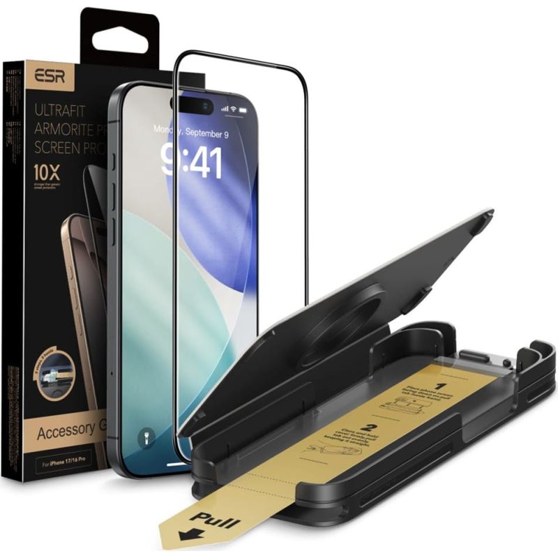 Folie pentru iPhone 17 Pro Max - ESR Corning Gorilla Glass UltraFit™ - Black