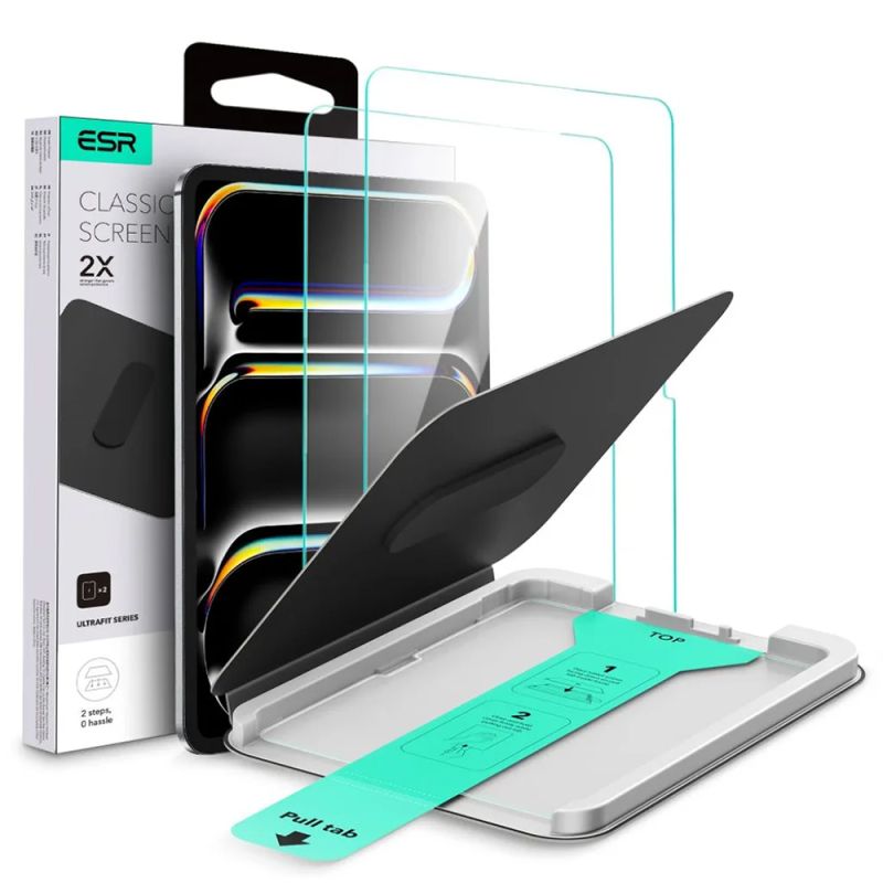 Folie pentru iPad Pro 13 (2024) / iPad Pro 13 (2025) (set 2) - ESR Tempered Glass Screen Protector UltraFit Tray - Clear
