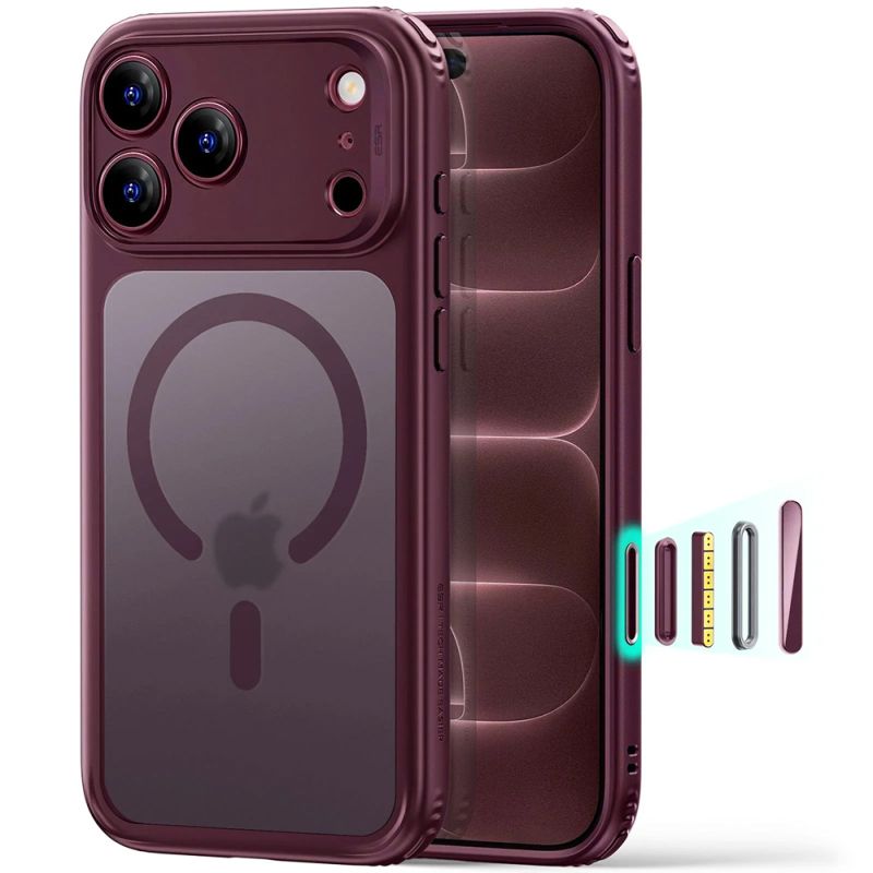Husa pentru iPhone 18 Pro Max / iPhone 17 Pro Max - ESR Classic Hybrid HaloLock - Frosted Deep Burgundy