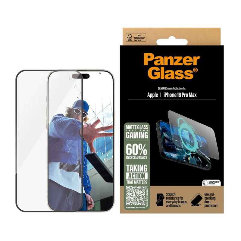 Folie pentru iPhone 16 Pro Max - PanzerGlass® Ultra-Wide Fit Gaming Screen Protector - Matte Black