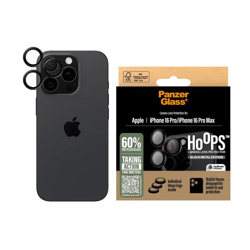 Folie Camera pentru iPhone 16 Pro / iPhone 16 Pro Max - PanzerGlass® Hoops® Series - Black