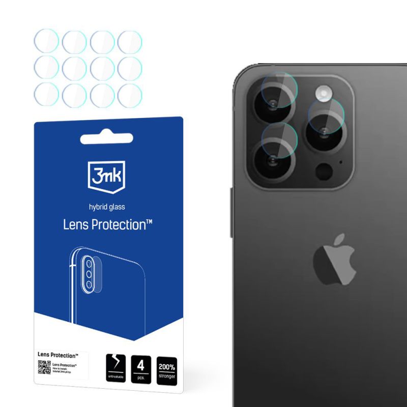 Folie pentru iPhone 15 Pro Max (set 4) - 3mk Lens Protection - Clear