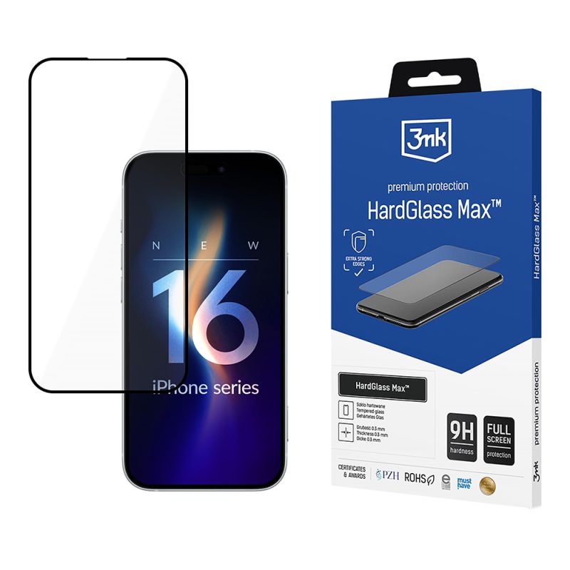 Folie pentru iPhone 16 Pro - 3mk HardGlass Max Tempered Screen Protector - Black