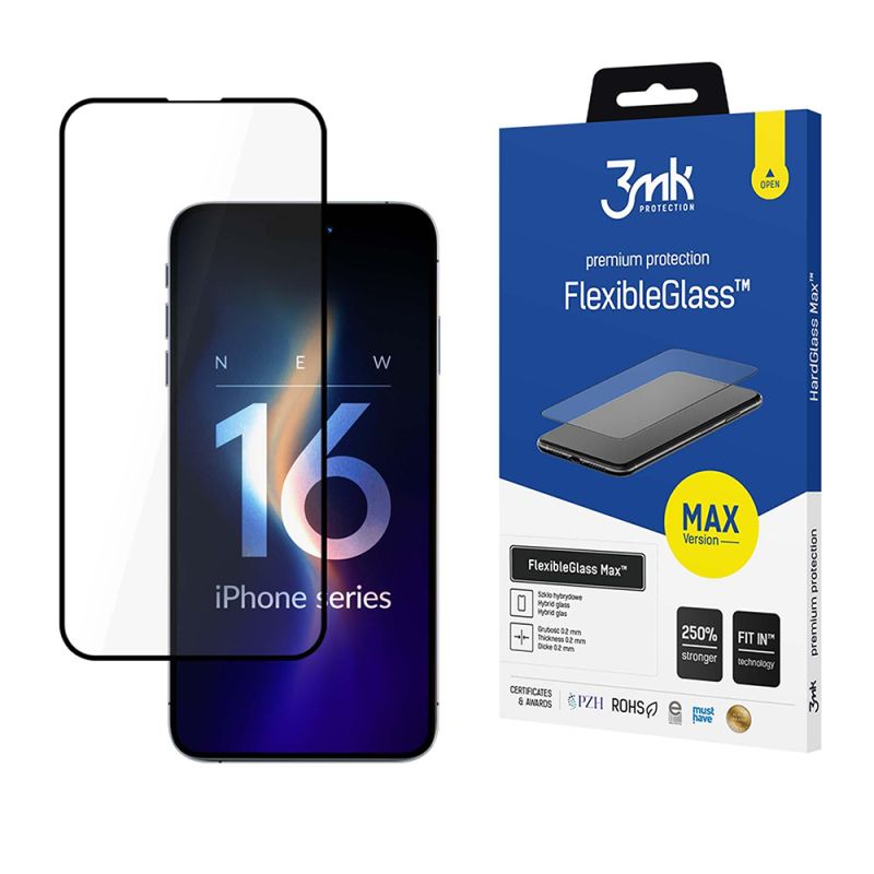 Folie pentru iPhone 16 Pro - 3mk FlexibleGlass Max - Black