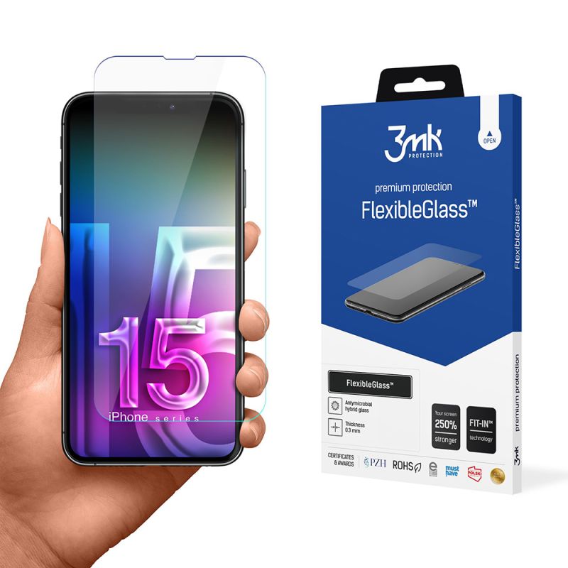 Folie pentru iPhone 15 - 3mk FlexibleGlass - Clear