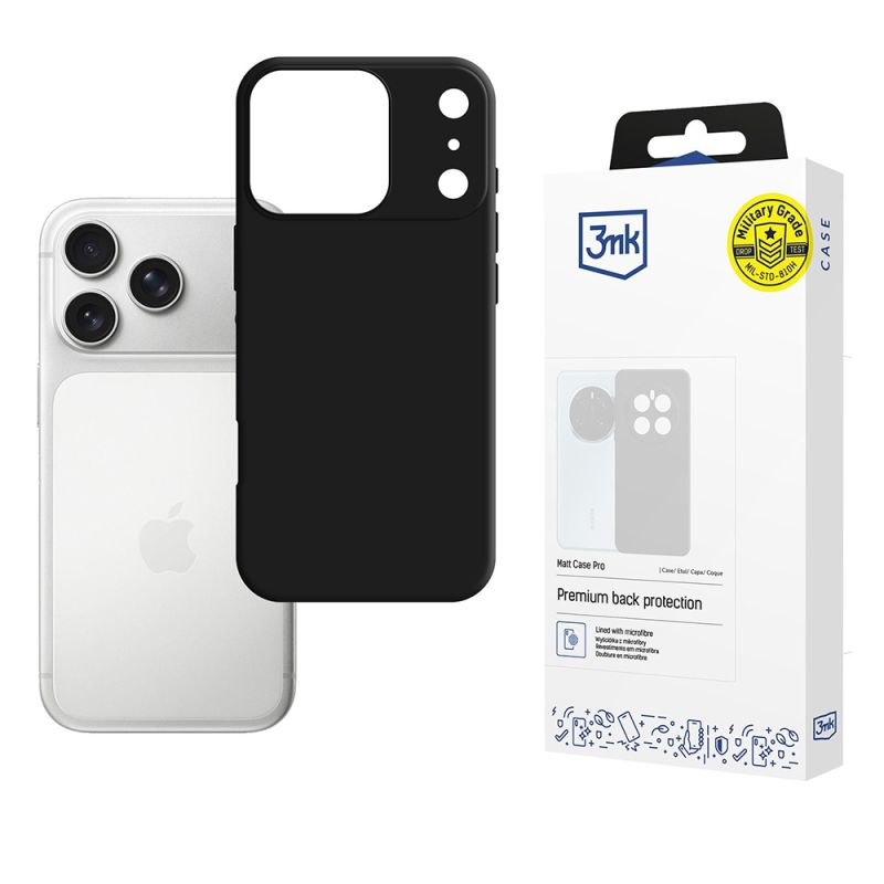 Husa pentru iPhone 18 Pro / iPhone 17 Pro - 3mk Matt Case Pro - Black
