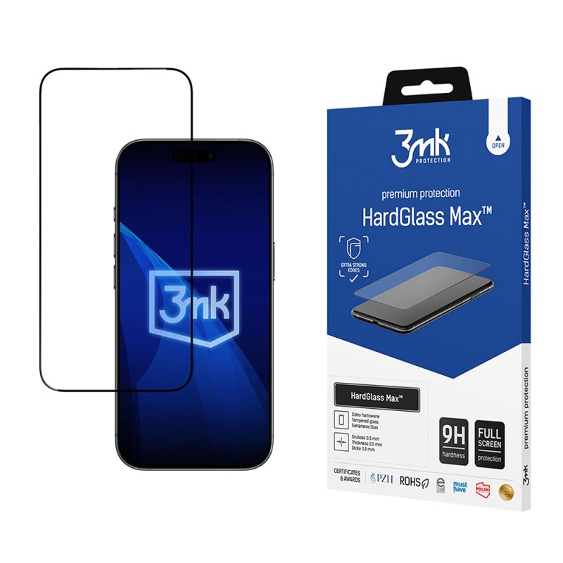 Folie pentru iPhone 17 Air - 3mk HardGlass Max Tempered Screen Protector - Black