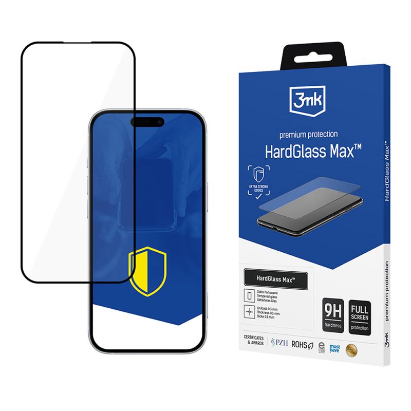 Folie pentru iPhone 17 Pro - 3mk HardGlass Max Tempered Screen Protector - Black
