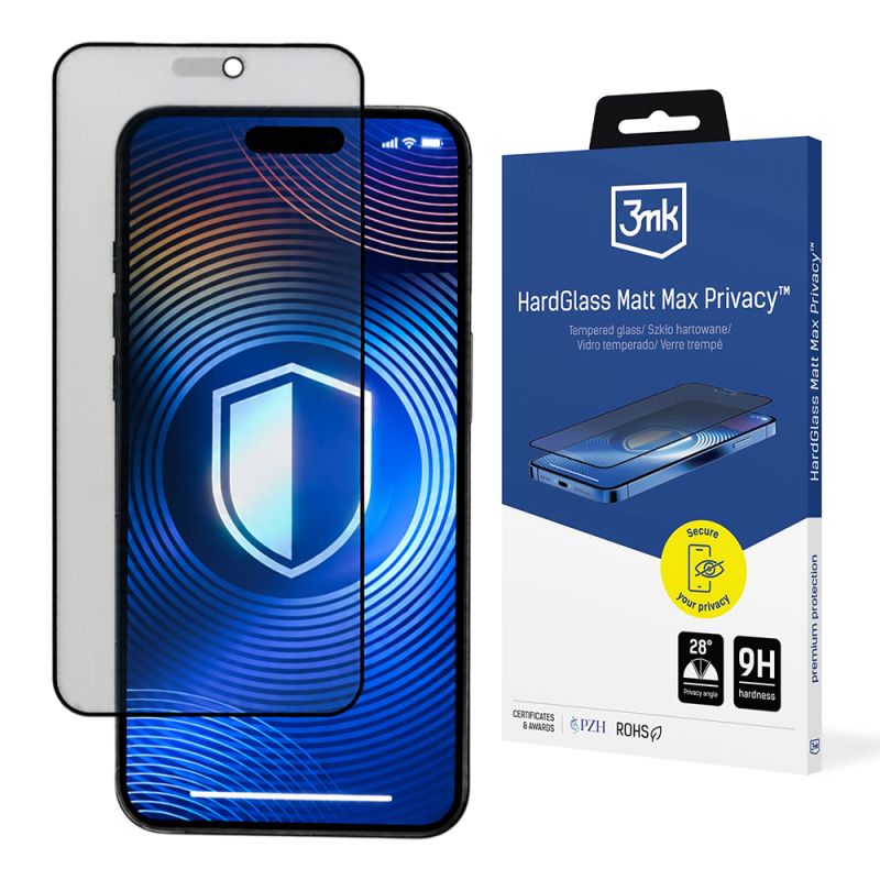 Folie pentru iPhone 17 Pro - 3mk HardGlass Matt Max Tempered Screen Protector - Privacy