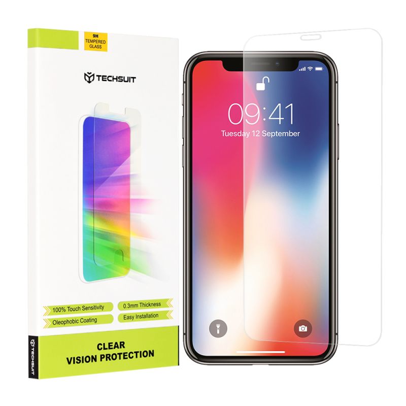 Folie pentru iPhone X, iPhone 10 / iPhone XS / iPhone 11 Pro - Techsuit Clear Vision Glass - Transparent