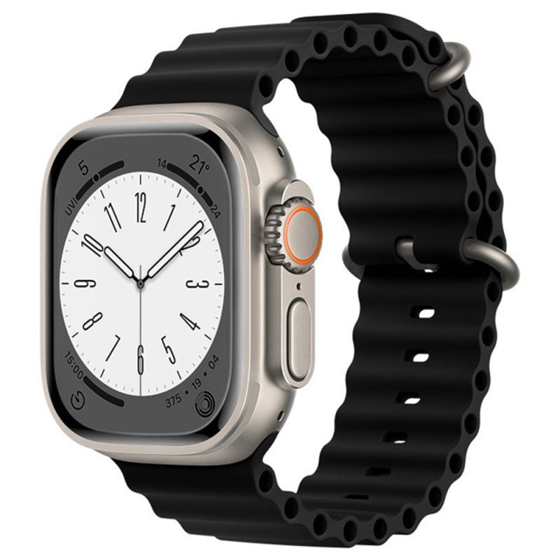 Curea pentru Apple Watch 1/2/3/4/5/6/7/8/9/10/11/12/SE/SE 2/SE 3/Ultra/Ultra 2/Ultra 3/Ultra 4 (42/44/45/46/49mm) - Techsuit Watchband (W038) - Black