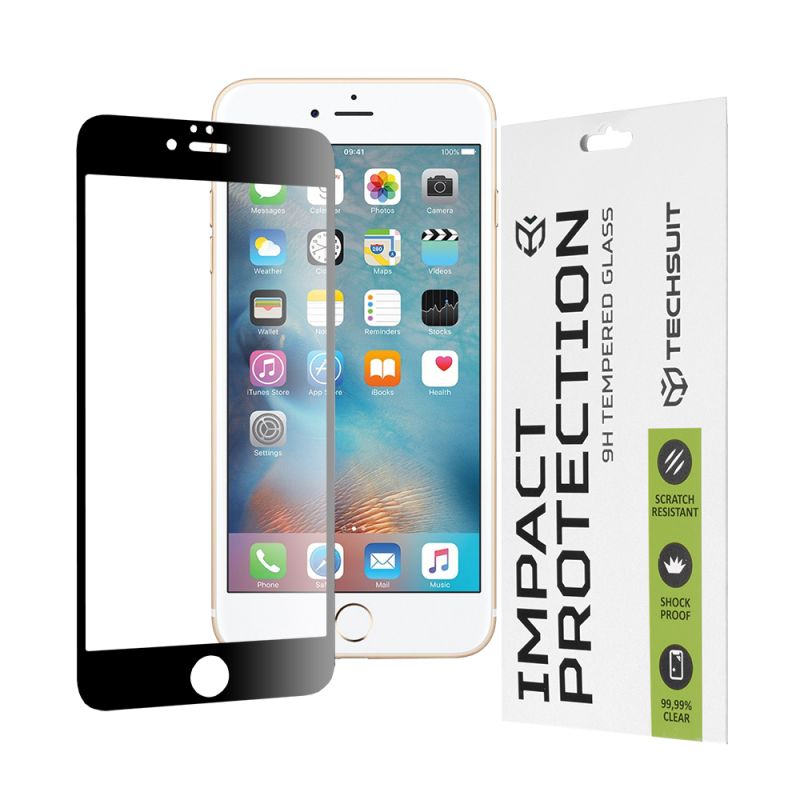 Folie pentru iPhone 6 Plus / iPhone 6S Plus - Techsuit 111D Full Cover / Full Glue Glass - Black