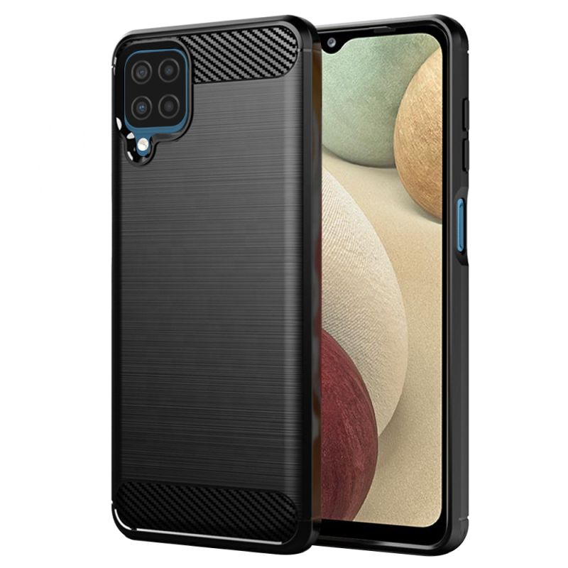 Husa pentru Samsung Galaxy A12 / A12 Nacho - Techsuit Carbon Silicone - Black