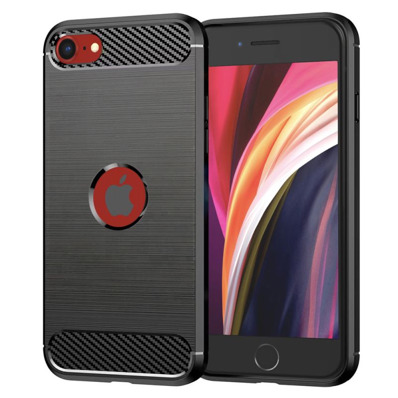 Husa pentru iPhone SE 2, SE 2020 / iPhone SE 3, SE 2022 - Techsuit Carbon Silicone - Black