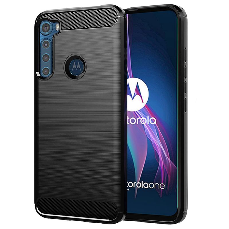 Husa pentru Motorola One Fusion Plus - Techsuit Carbon Silicone - Black