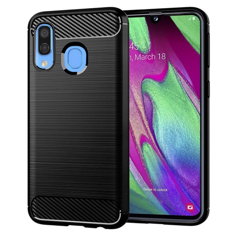 Husa pentru Samsung Galaxy A40 - Techsuit Carbon Silicone - Black