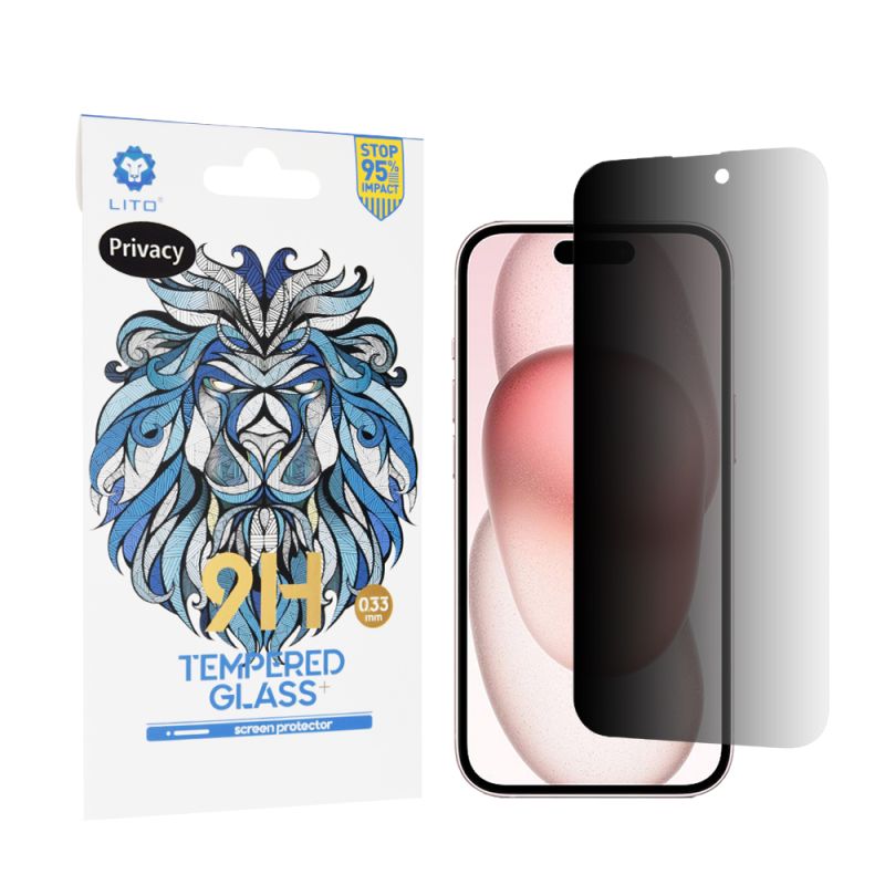 Folie pentru iPhone 15 - Lito 2.5D Classic Glass - Privacy