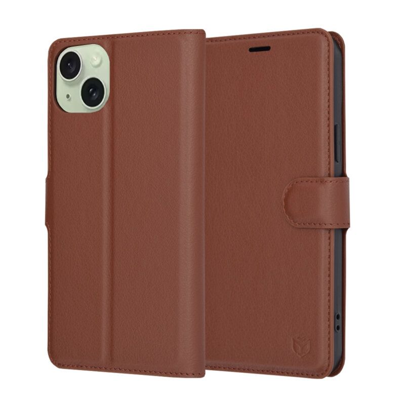 Husa pentru iPhone 15 Plus - Techsuit Leather Folio - Brown
