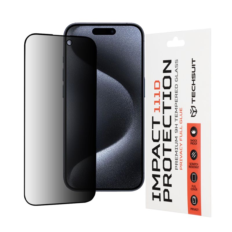 Folie pentru iPhone 15 Pro - Techsuit 111D Privacy Full Glue - Black