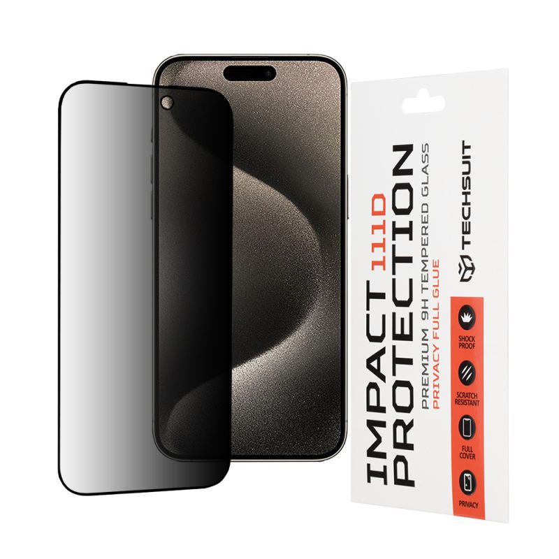 Folie pentru iPhone 15 Pro Max - Techsuit 111D Privacy Full Glue - Black