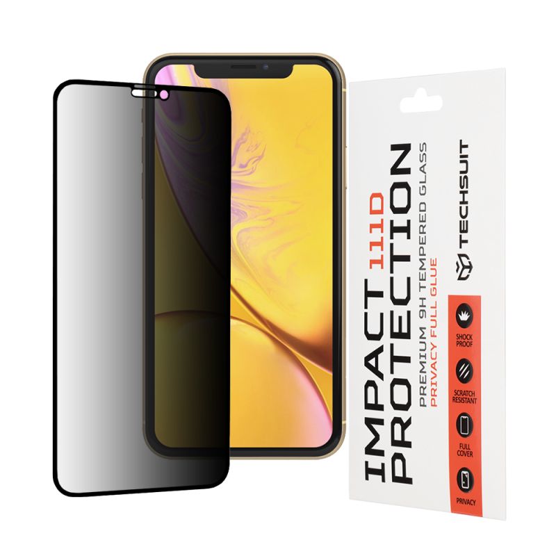 Folie pentru iPhone XR / iPhone 11 - Techsuit 111D Privacy Full Glue - Black