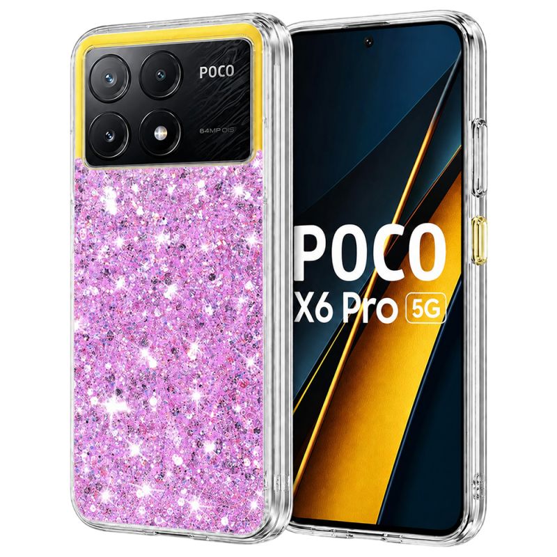 Husa pentru Xiaomi Poco X6 Pro - Techsuit Sparkly Glitter - Magenta