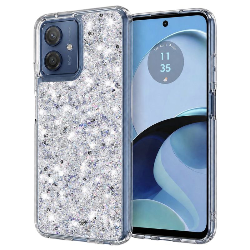 Husa pentru Motorola Moto G14 - Techsuit Sparkly Glitter - White