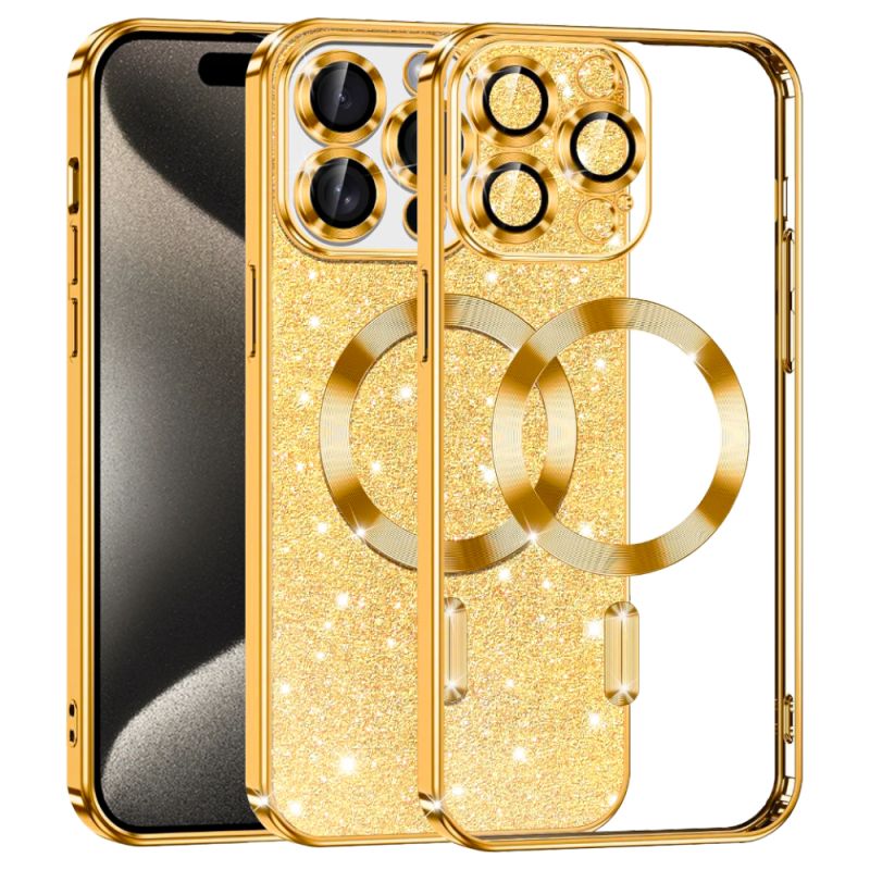 Husa pentru iPhone 15 Pro Max - Techsuit Luxury Glitter MagSafe - Gold