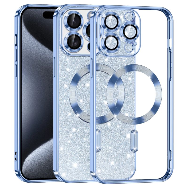 Husa pentru iPhone 15 Pro - Techsuit Luxury Glitter MagSafe - Light Blue
