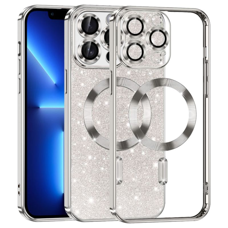 Husa pentru iPhone 13 Pro Max - Techsuit Luxury Glitter MagSafe - Silver