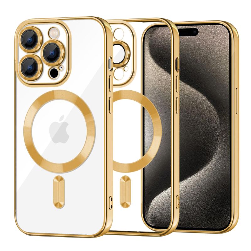 Husa pentru iPhone 15 Pro Max - Techsuit Luxury Crystal MagSafe - Gold