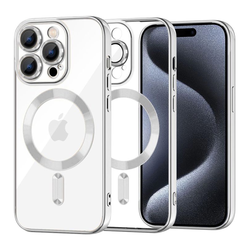 Husa pentru iPhone 15 Pro - Techsuit Luxury Crystal MagSafe - Silver