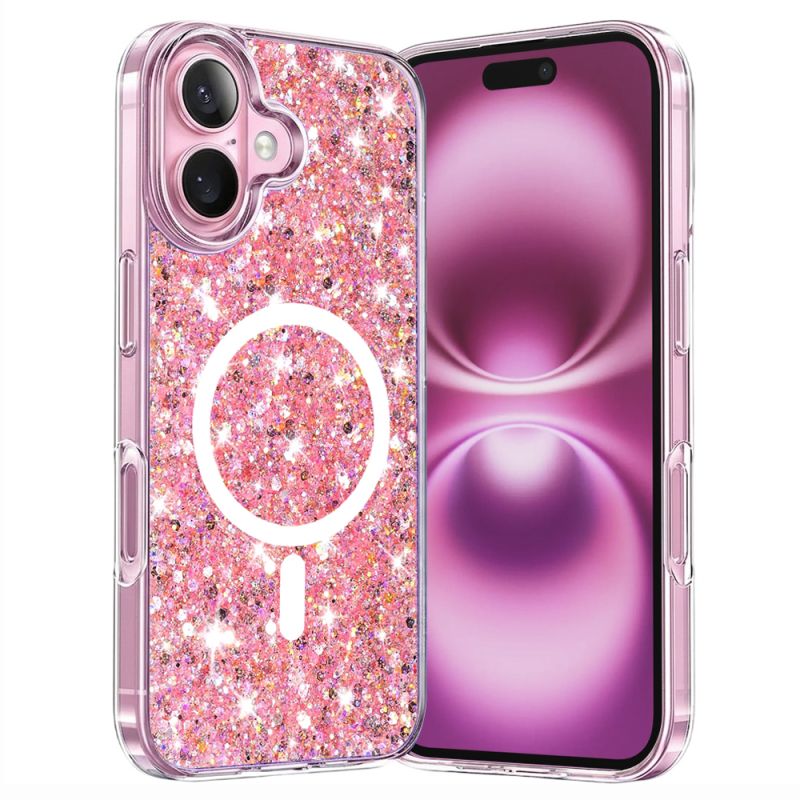 Husa pentru iPhone 16 Plus - Techsuit Sparkly Glitter MagSafe - Pink
