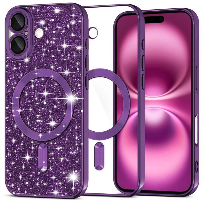 Husa pentru iPhone 16 Plus - Techsuit Luxury Glitter MagSafe - Deep Purple