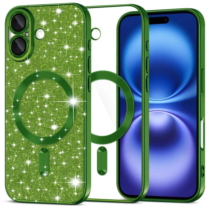 Husa pentru iPhone 16 - Techsuit Luxury Glitter MagSafe - Deep Green
