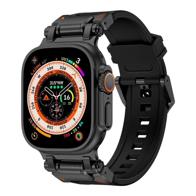 Curea pentru Apple Watch 1/2/3/4/5/6/7/8/9/10/11/12/SE/SE 2/SE 3/Ultra/Ultra 2/Ultra 3/Ultra 4 (42/44/45/46/49mm) - Techsuit Watchband (W064) - Titanium Black
