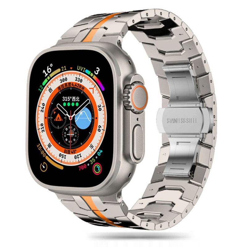 Curea pentru Apple Watch 1/2/3/4/5/6/7/8/9/10/11/12/SE/SE 2/SE 3/Ultra/Ultra 2/Ultra 3/Ultra 4 (42/44/45/46/49mm) - Techsuit Watchband (W063) - Titanium Orange
