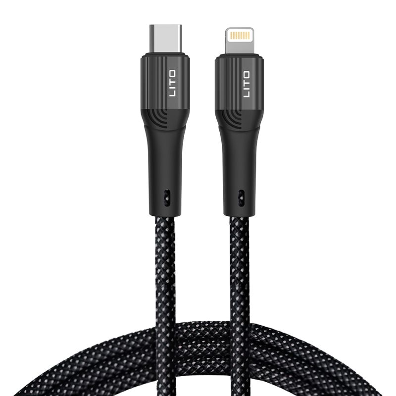 Cablu de Date cu Mufe Type-C, Lightning 30W, 1m - Lito (LD14CL) - Black