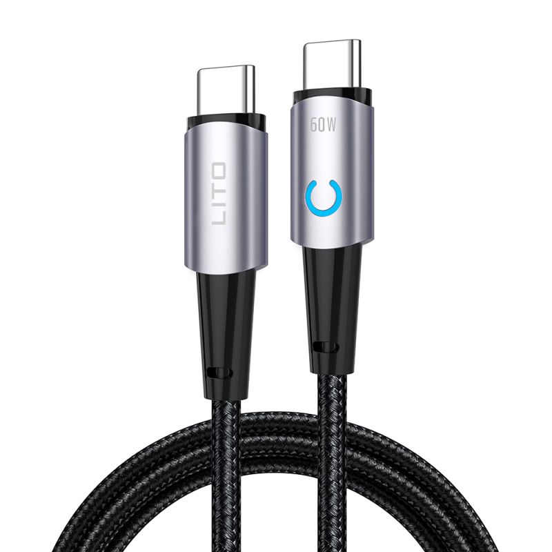 Cablu de Date cu Mufe Type-C 60W, 1m - Lito (LD10CC) - Black