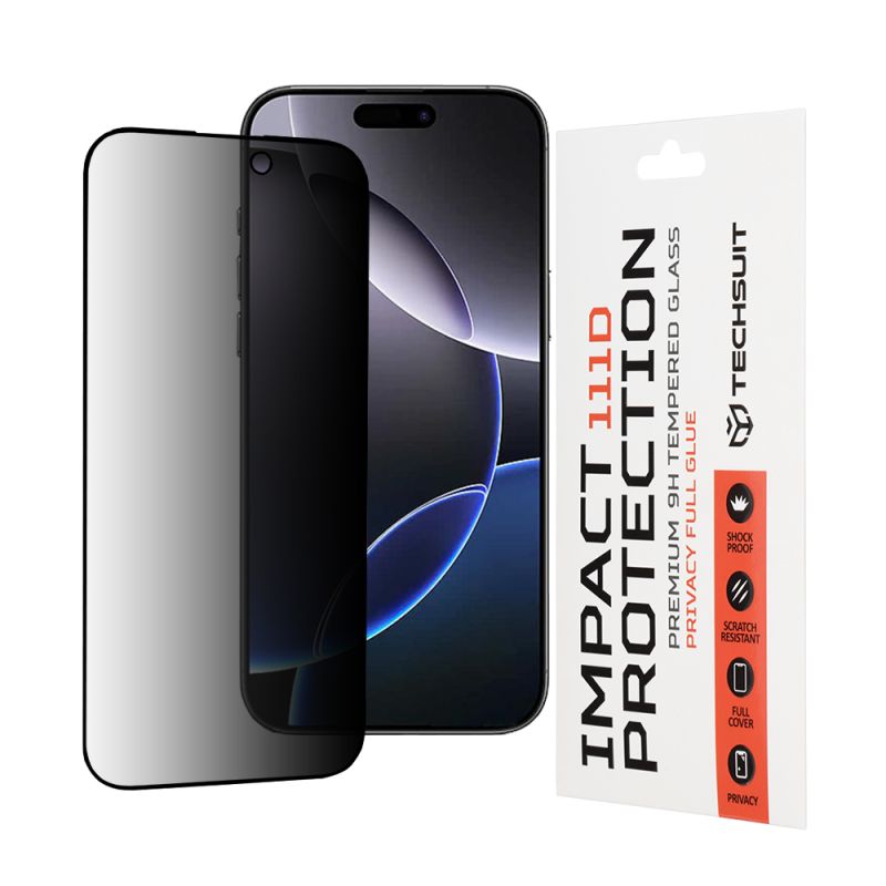 Folie pentru iPhone 16 Pro Max - Techsuit 111D Privacy Full Glue - Black