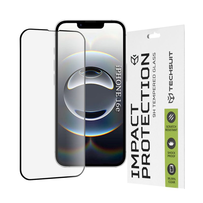 Folie pentru iPhone 16e / iPhone 17e - Techsuit 111D Full Cover / Full Glue Glass - Black